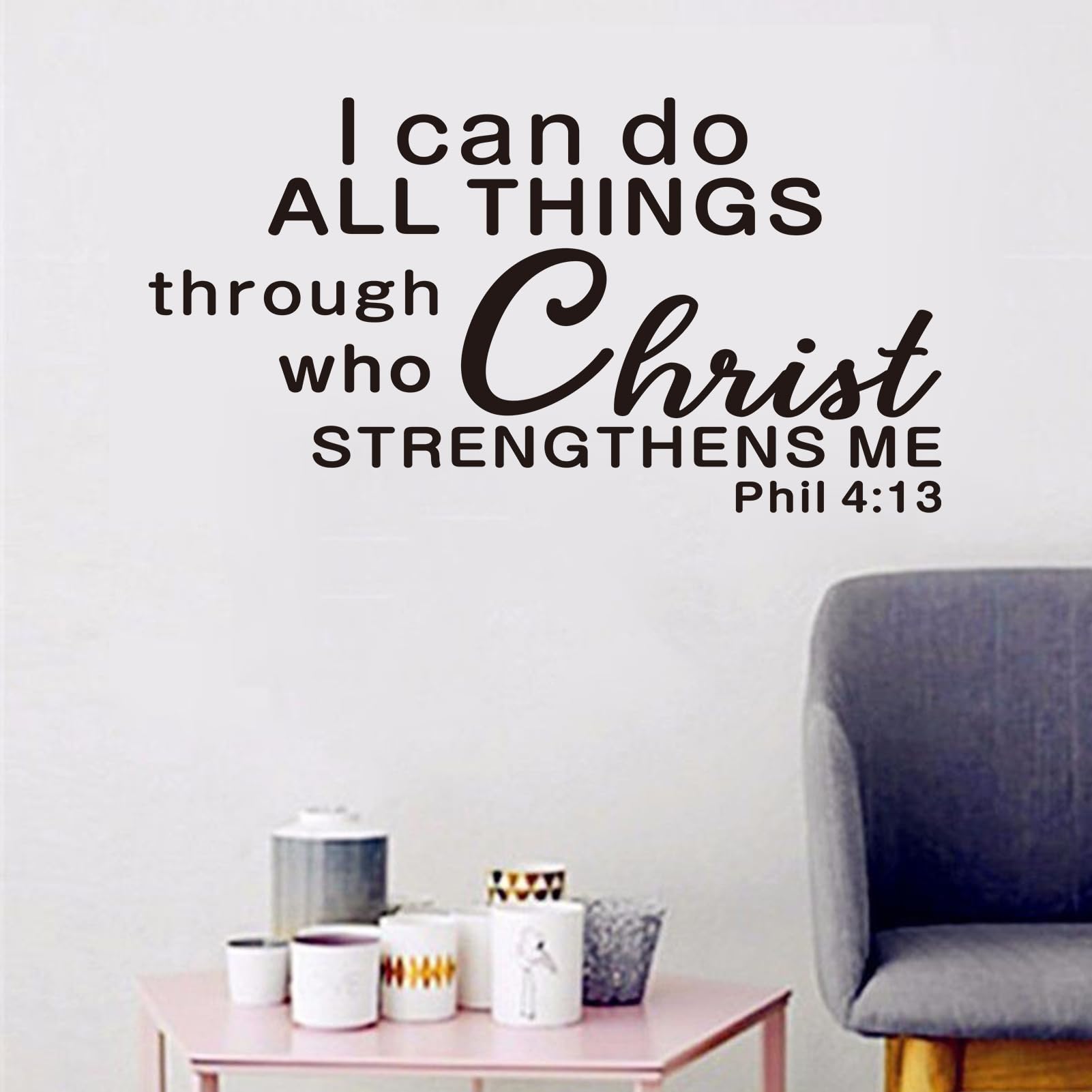 Christian Wall Decals for Living Room: Bible Verse Quotes Inspirational Bedroom Bathroom Vinyl Art Wall Stickers