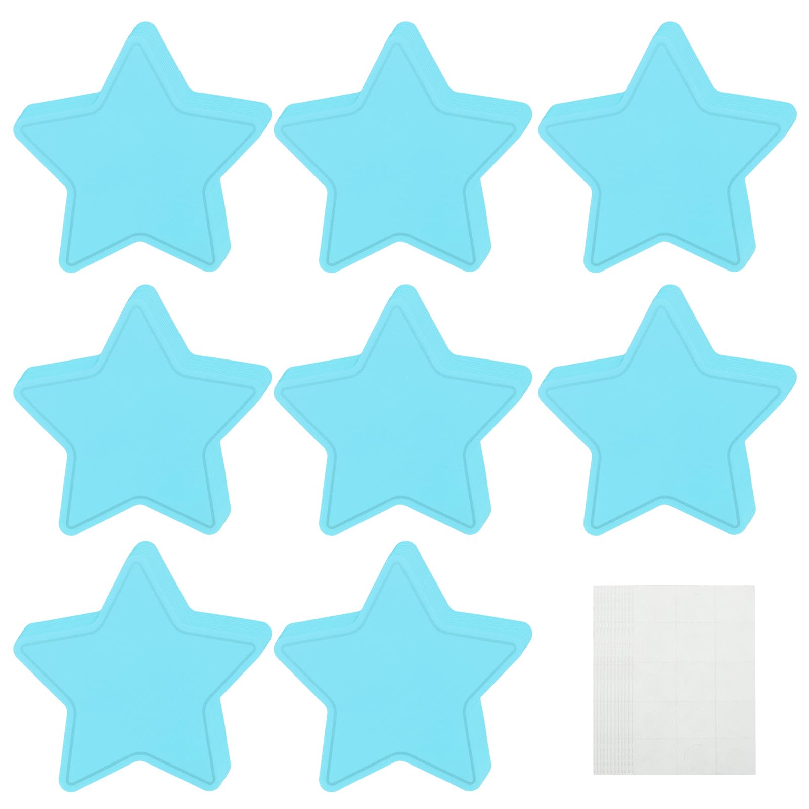 sourcing map 108Pcs Stars Cutouts, 3.5 x 4 Inch Paper Star Shaped Paper Cards for Bulletin Board Decorations, Wall Cut-Outs Classroom DIY Craft(Light Blue, with 120 Dot Glue)