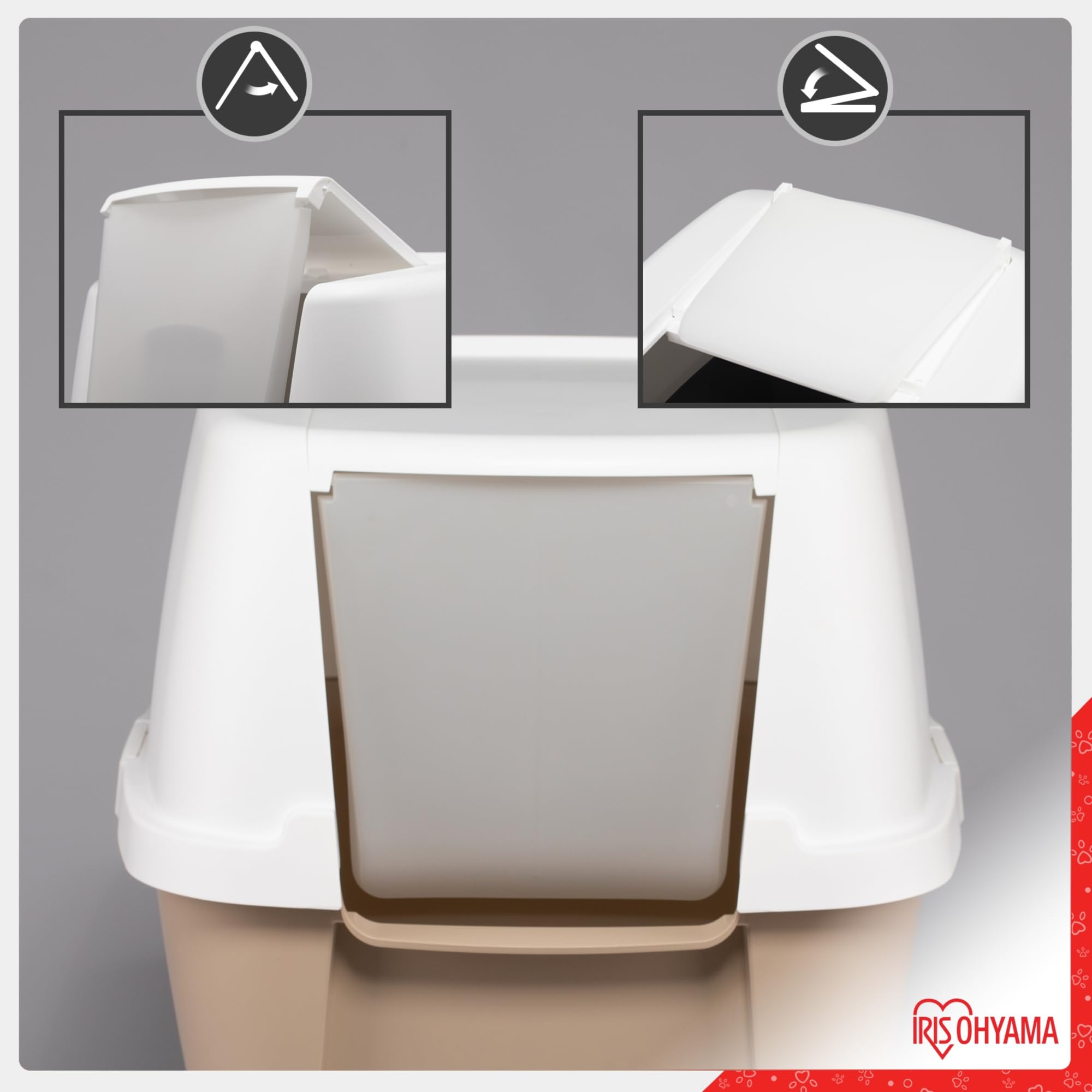 Iris Ohyama Arenero Gato Cubierto con Pala, hasta 8kg, Blanco/Beige, Caixa de areia para Gatos, Caja, para Gatos Grandes y pequeños, Cerrado, Cagadero, WC, Libre de BPA, Cat Litter Box, CLH-17J