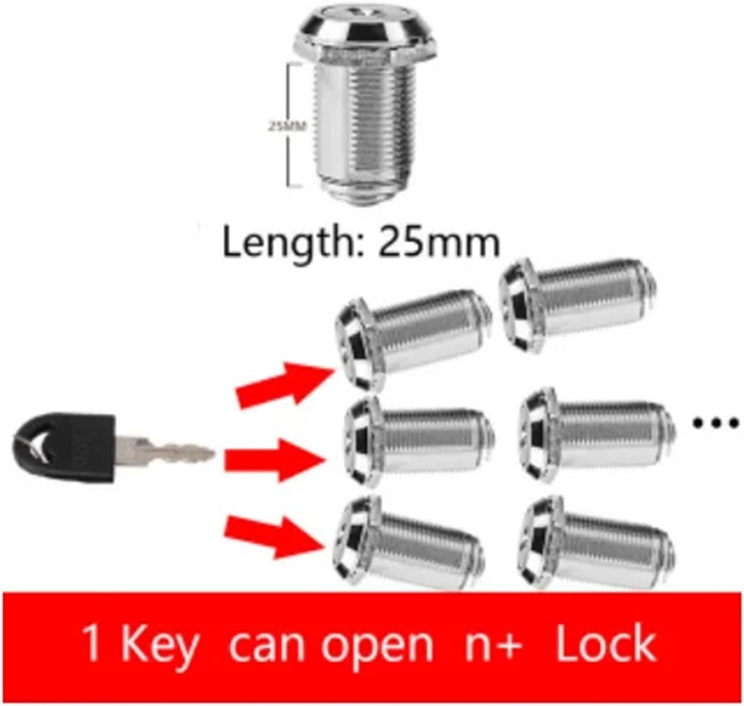Cam Lock for Door Mailbox Cabinet Tool Box Locker Furniture Drawer Hardware Locker 1Pcs(Many Open 25mm)