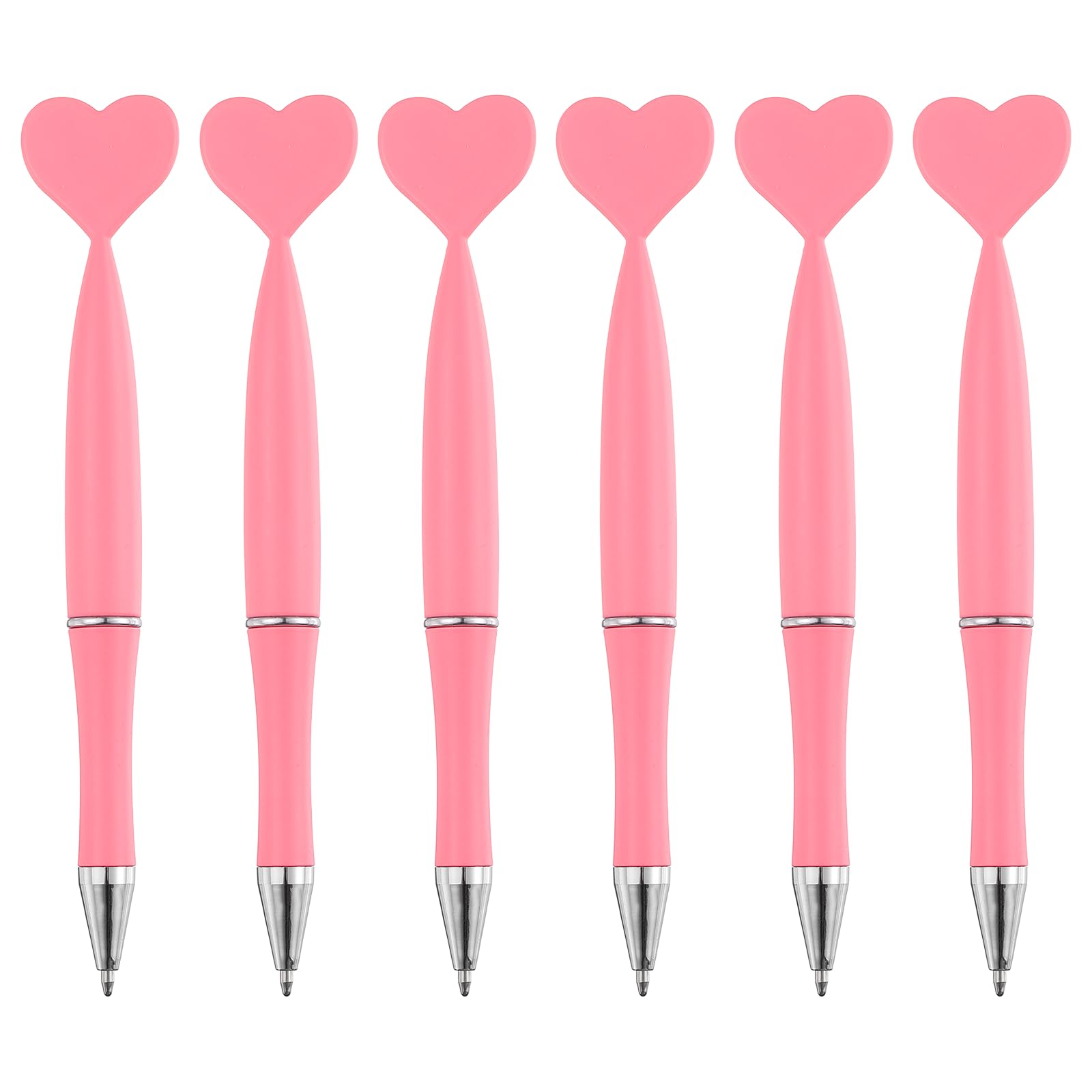 PATIKIL 6 Pcs Heart Ballpoint Pens, 1.0mm Tip Cute Twist Writing Pens Black Ink for Home Office Writing Supplies Valentine's Christmas Wedding Party Gifts, Pink