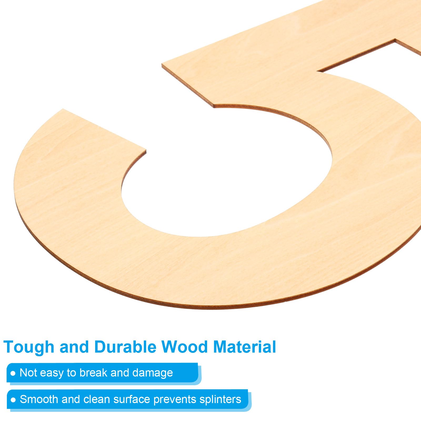 PATIKIL 12 Inch Wooden Number, Blank Wood Number 5 Shape Cutout Paintable Unfinished Numbers Sign for Wall Decor Home Decor - Image 3