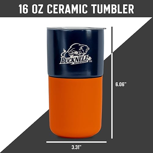 Miniatura 522 de Rico Industries NCAA Miami of Ohio Redhawks - Vaso de cerámica de 16 onzas con agarre de silicona, grabado láser profundo, diseño de color negro