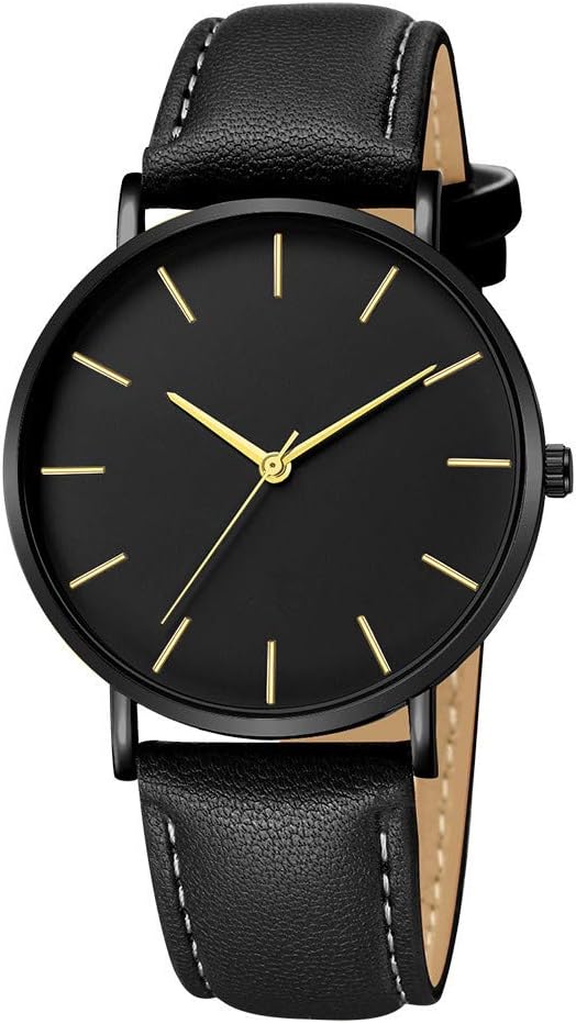 kolilaMen Quartz Sport Watch kolila Geneva Fashion Men Date Faux Leather Alloy Case Synthetic Leather Analog Mens Business Round Wrist Watch (A)