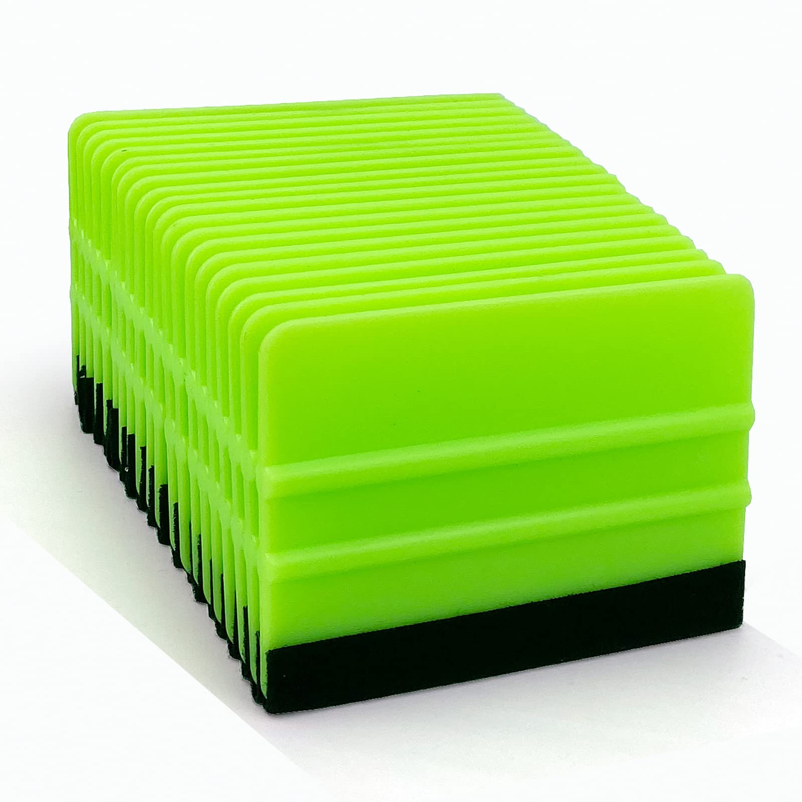Umaki 20 Piece Car Wrap Plastic Squeegee, 10.3 x 7.5cm Felt Edge Decal Applicator, Green
