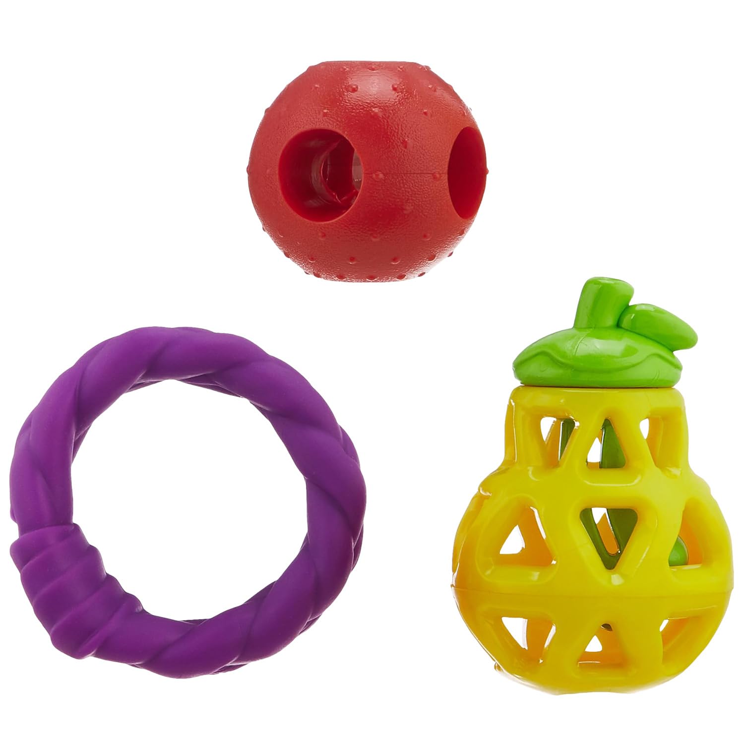 Amazon Basics Dog Toys (Set of 3) - Red Hole Ball, Squeezy Pear Fruit Toy and Twisted Pull Ring | Interactive Play for Dogs & Puppies (B0D17GBRY9) Amazon Price History, Amazon Price Tracker