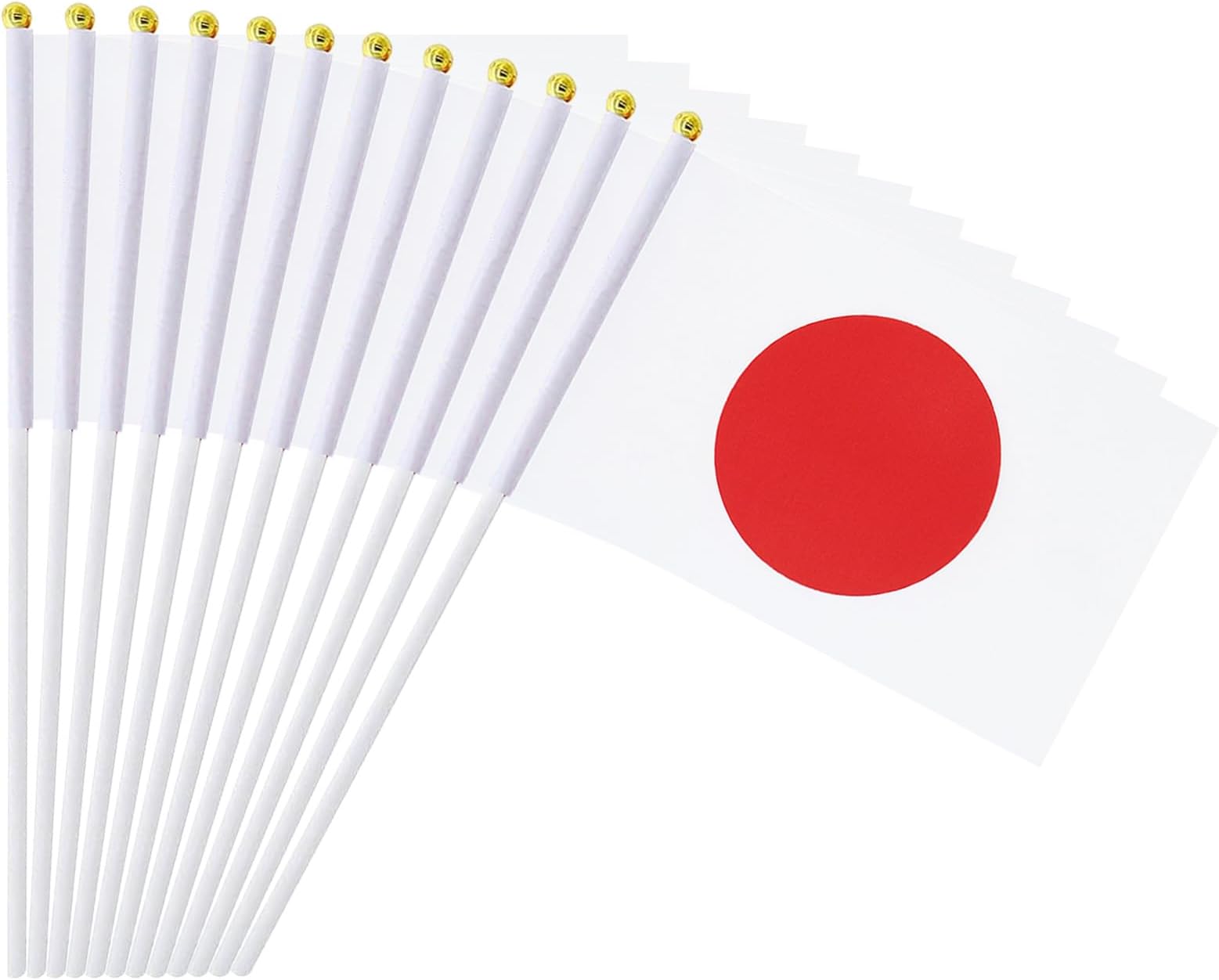 Japanese Flag Small Stick Mini Hand Held Flag Decoration, 1 Dozen (Pack of 12)