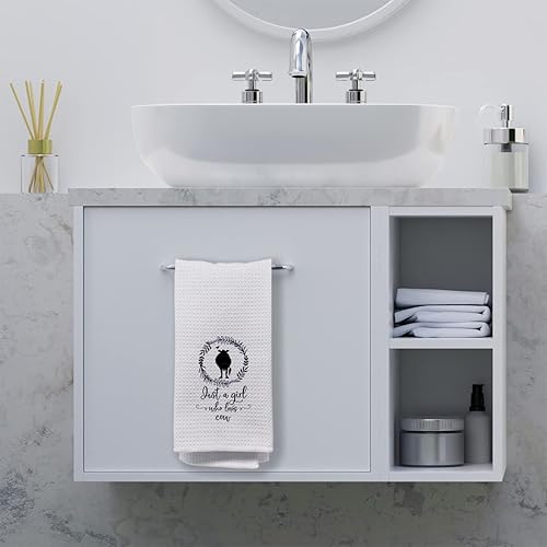 Miniatura 2 de NEGIGA Just A Girl Who Loves Cow - Paños de cocina de 24 x 16 pulgadas, decoración de silueta de vaca floral de granja, toallas de mano decorativas