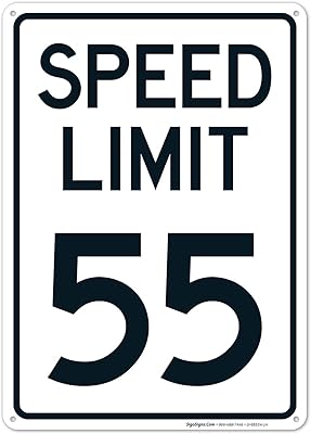 Speed Limit 55 Mph Sign, 10x14 Inches, Rust Free .040 Aluminum, Fade Resistant, Made in USA by Sigo Signs