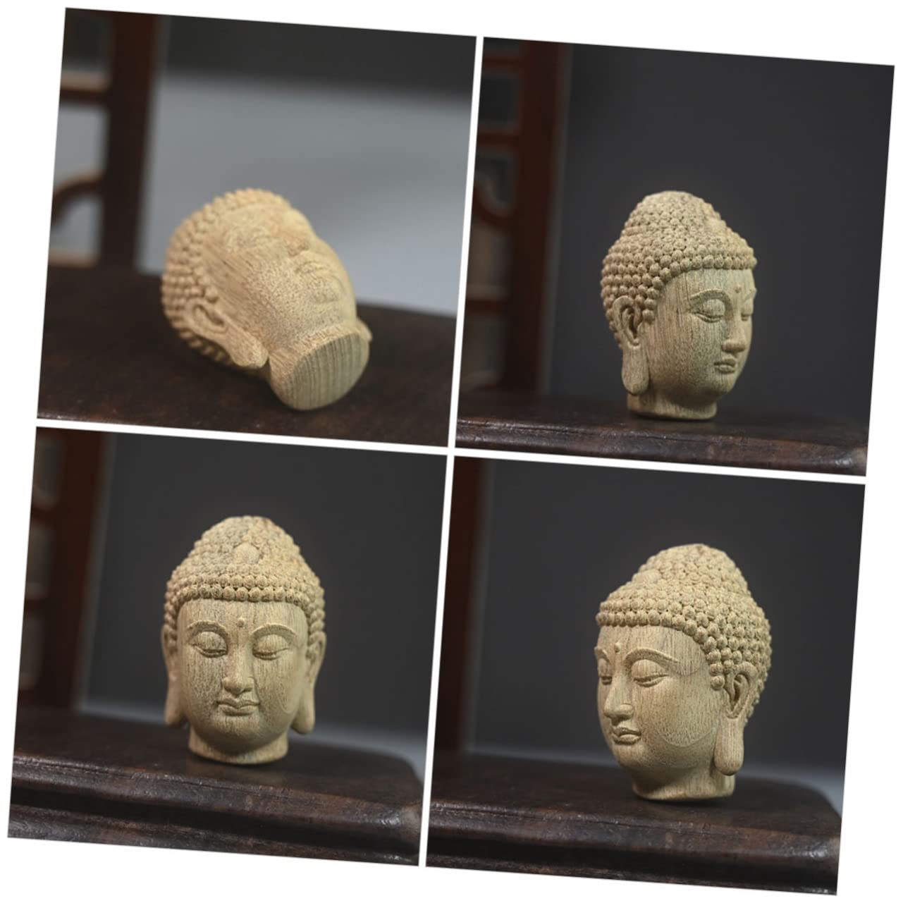 Cabilock Lot De 3 Statues De Bouddha en Bois Décoration Sculpture Spirituelle Exquise Et Artisanale