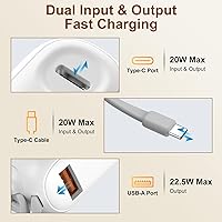 Vista 4 de Yoobao Estación de carga de banco de energía compartida, carga rápida de 10000 mAh con 5 cargadores portátiles, entrada de cable USB C integrado