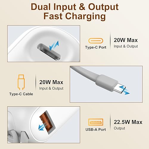 Miniatura 4 de Yoobao Estación de carga de banco de energía compartida, carga rápida de 10000 mAh con 5 cargadores portátiles, entrada de cable USB C integrado,