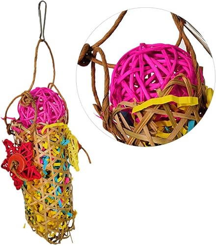 Miniatura 3 de POPETPOP Trituradora de juguetes para pájaros, paquete de 2 juguetes de trituración de loros, trituradora de bambú, trituradora de forraje, juguete