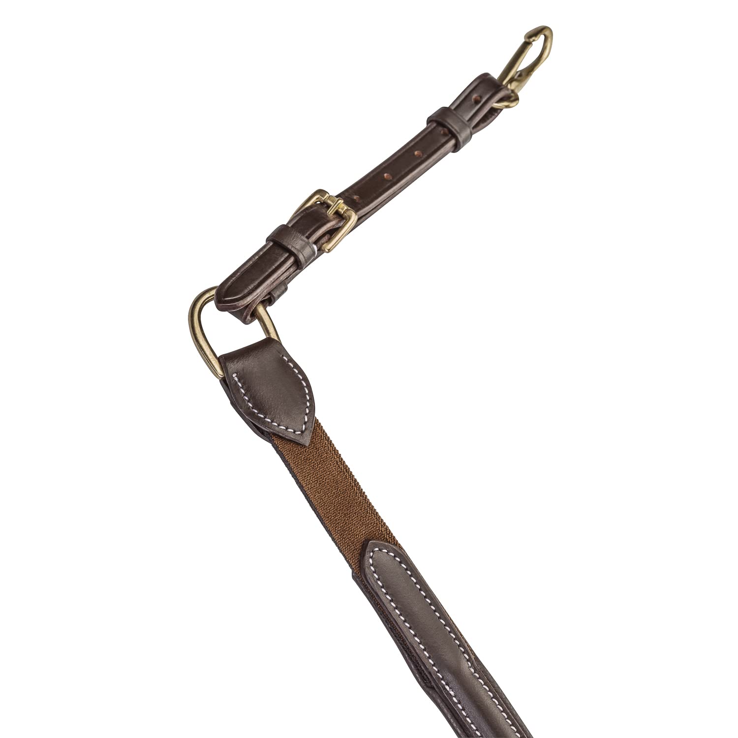 SUNRIDE Collier de Chasse Cuir avec Martingale Cheval (Windsor) – Fixation 3-Points – Fourche Martingale Amovible – Inserts élastiques – réglable (Full, Marron)