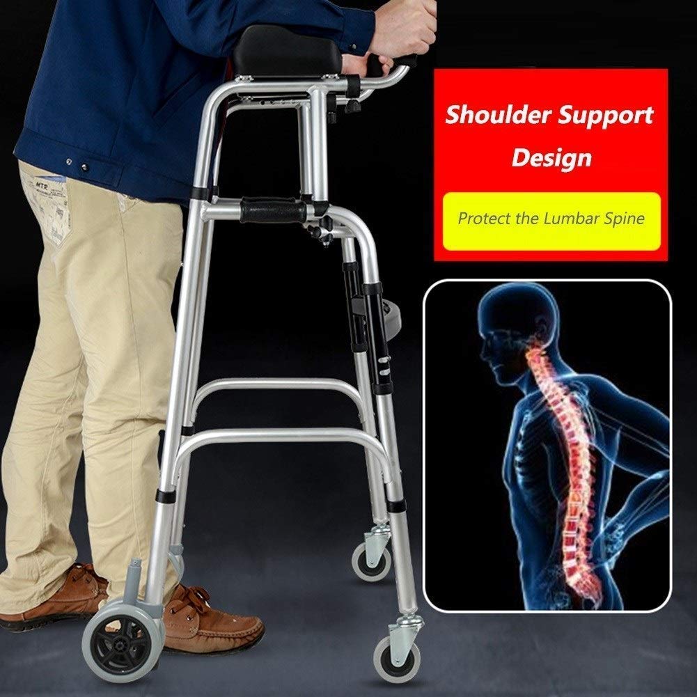 Cesta para caminar para personas mayores, cesta plegable para personas mayores con soporte para hombros y capacidad de 400 libras, andador para interiores y exteriores para persona