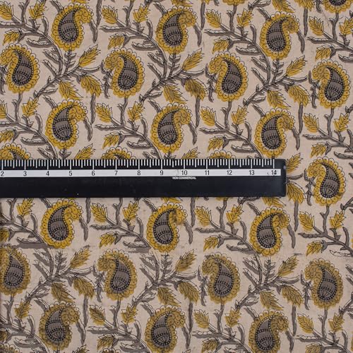 DMAASA Floral Print Pure Cotton Fabric Material | Yellow Paisley Print Fabric | 2.5 meter Cloth Piece 44 Inch wide | Women kurti, Curtains, Cushion, Pillow Covers and Craft Making DMAASA Floral Print Pure Cotton Fabric Material | Yellow Paisley Print Fabric | 2.5 meter Cloth Piece 44 Inch wide | Women kurti, Curtains, Cushion, Pillow Covers and Craft Making