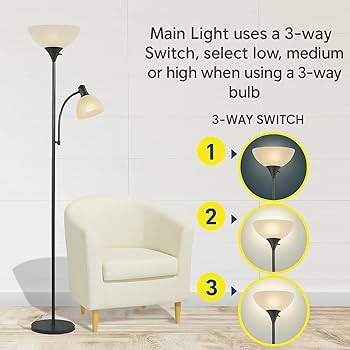 Amazon | Light Accents 150ワットフロアランプ 読書ランプ付き