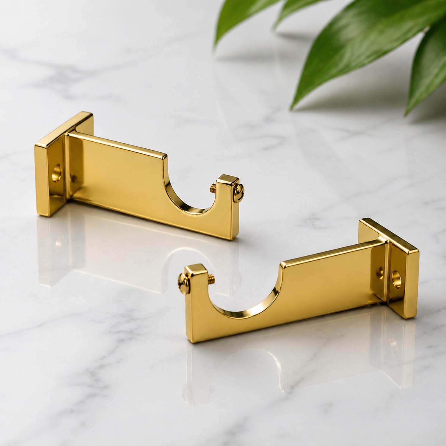 Urban Elite Aluminum Curtain Rod Brackets – Heavy-Duty Wall Mount Clamps for Curtain Rod Support for Door and Window Curtain Rods with Screw and Wall Plug – Pack of 2PCS (EliteCurve) (Gold)-image-25