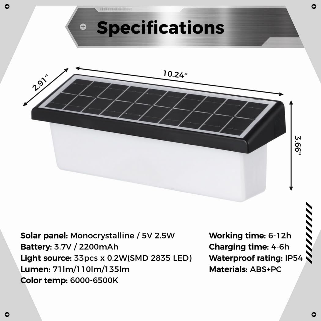Inteligentna solarna lampa ścienna z 33 diodami LED, 135 lm, zewnętrzne oświetlenie bezpieczeństwa, wodoodporna lampa solarna na podwórko, do ogrodu i patio