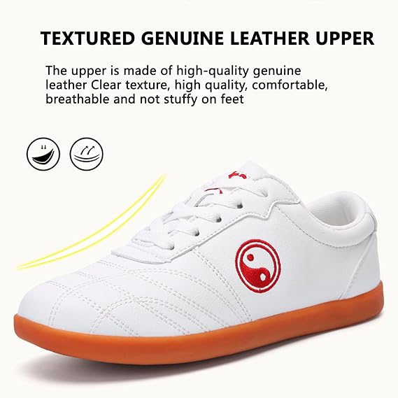 Breathable Martial Arts Shoes,Tai Chi Training Shoes Non Slip Sneakers,Black/White Kung fu Walking Shoes, Tai ji Kong Fu Taekwondo Sport Karate Shoes for Women Men(Size:45EU,Color:White 1)