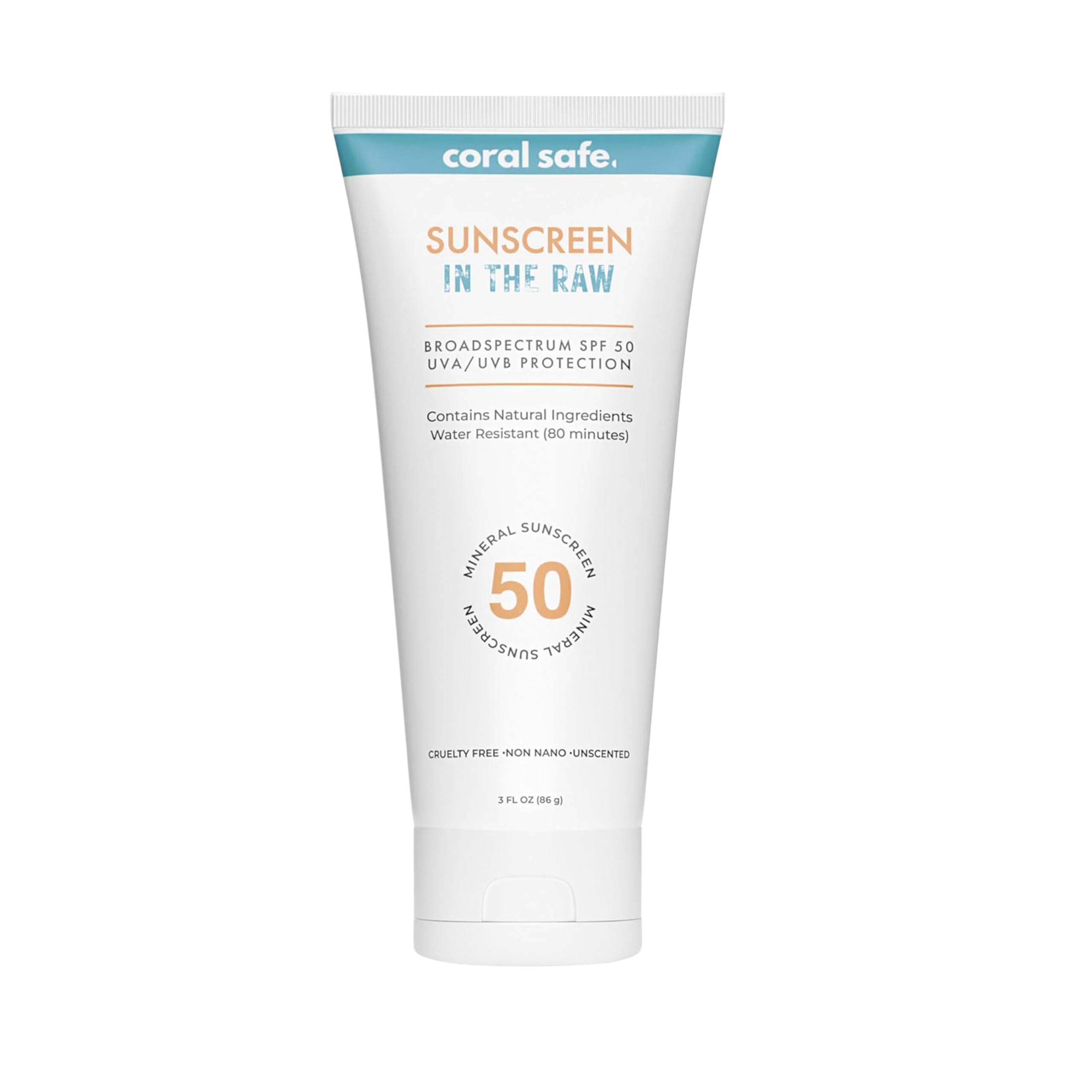Reef Safe Mineral Sunscreen Travel Lotion SPF 50 - Mexico & Hawaii 104 Reef Act Compliant, Biodegradable, Zinc Oxide, Oxybenzone & Octinoxate Free, Water Resistant, Natural Ingredients, by Coral Safe 50 Sun Protection Factor (SPF) 3 Ounce (Pack of 1)