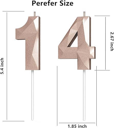 Miniatura 149 de Velas de cumpleaños con número (4 velas rojas) 3D con forma de diamante número Happy Birthday Cake Velas para fiesta de cumpleaños, boda, decoración