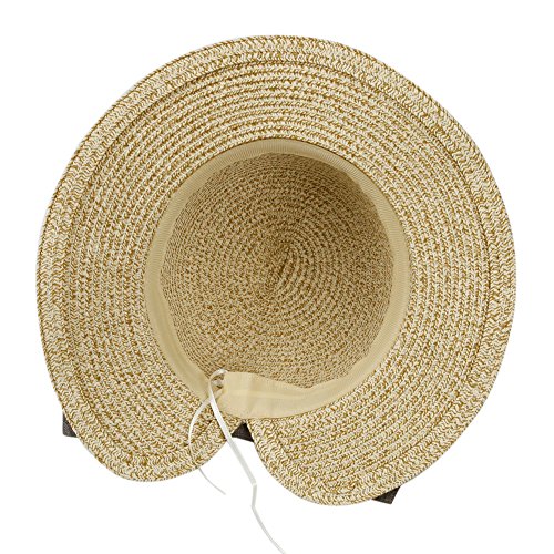 Evelin LEE Girl Kids Summer Wide Brim Floppy Beach Sun Visor Straw Hat Bowknot4