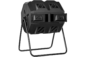 43 Gallon Tumbling Compost Bin, Efficient Dual Chamber Outdoor Composter