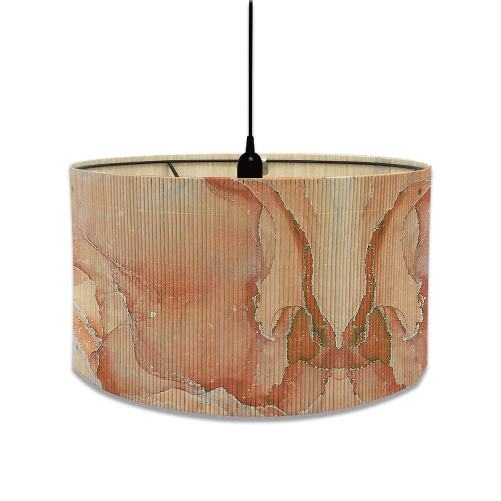 FANSU Round Drum Light Shade for Table Lamp, Modern European Marble Print Pattern Pendant Lampshades Easy Fit for Living Rooms, Bedroom, Hallways, Reading Room (30x30x23cm,Orange Color)