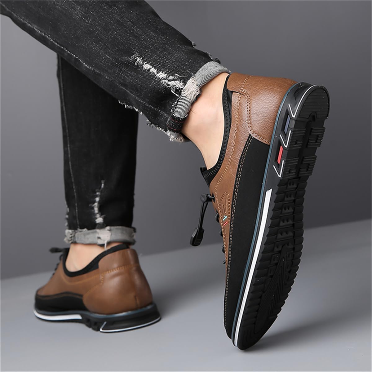 Zapatos Oxford para hombre, de piel sintética, informales, de vestir, ligeros, planos, sin cordones, para negocios, formal, con cordones, para conducir, caminar, mocasín