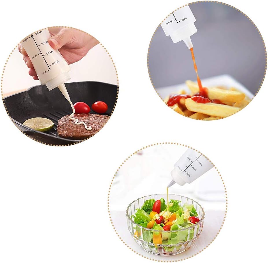15 Pack 8oz Plastic Scale Squeeze Bottle,Clear Condiment Squeeze Bottles,Squirt Bottles with Red Tip Cap for Ketchup,BBQ,Sauces,Art and Crafts