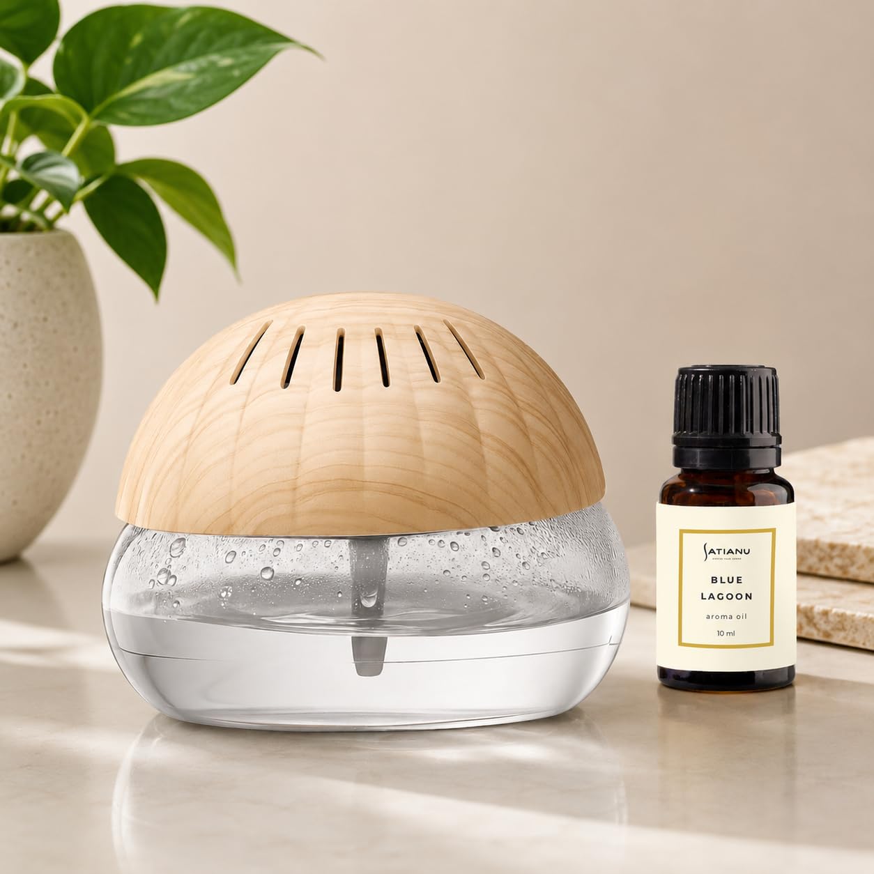 Room Air Purifier and Humidifier Aroma Diffuser (Wooden) with Royalty Aroma Oil | Suiatbel for Washrooms, Office, Home-image-4