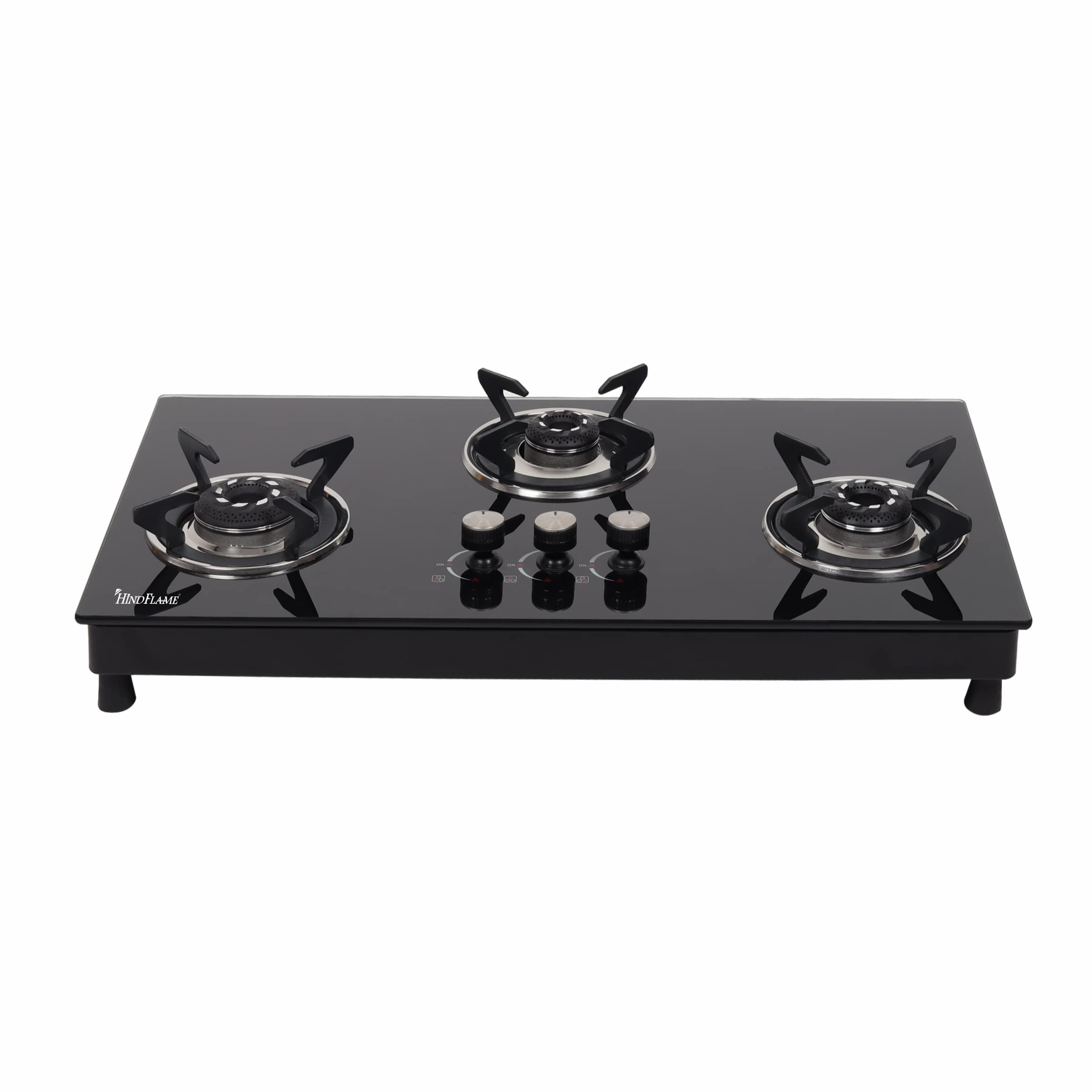 Hindflame 3 Burner Black Bird 003 HobTop, Manual Ignition Toughened Glass Top Cooktop Gas Stove with 1 Year Warranty-image-10
