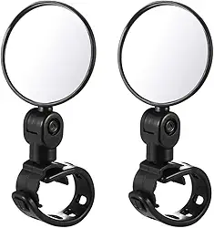 BESPORTBLE Espelho Retrovisor de Bicicleta 2Pcs, Giratório 360°, com Refletor Traseiro e Montagem no Guiador