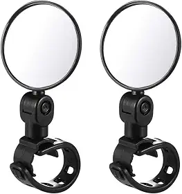 BESPORTBLE Espelho Retrovisor de Bicicleta 2Pcs, Giratório 360°, com Refletor Traseiro e Montagem no Guiador