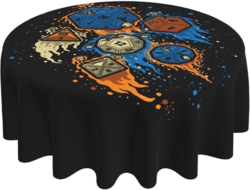 Miniatura 2 de DND - Mantel decorativo redondo con 20 dados para cocina, comedor, patio, fiesta, camping (redondo de 60 pulgadas)