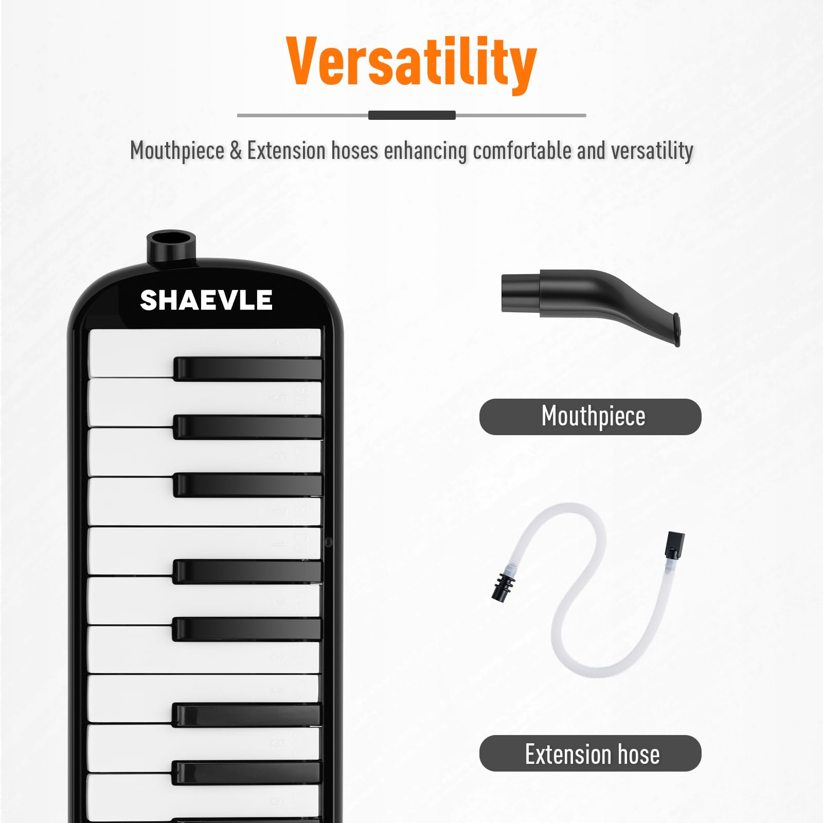 Melodica Clavier de piano à air 32 touches avec sac de transport, tubes d'embouchures, instrument mélodica, cadeau pour enfants débutants