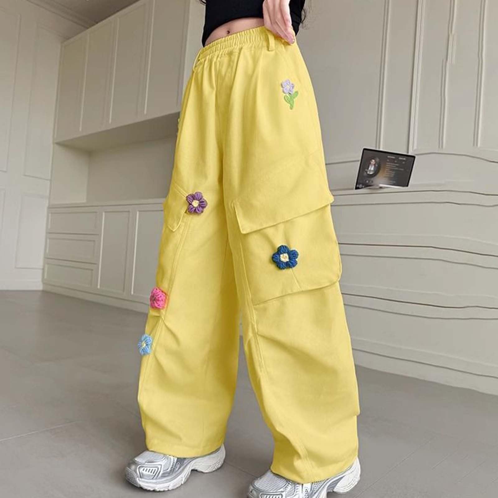 Generisch Mädchen Cargohose Kinder Baggy Jogginghose Baumwoll Cargo Hose mit Elastischer Taille und Mehreren Taschen Cargo Hosen für Kinder Sporthose Sommer Freizeithose Klamotten Von 6 Bis 16 Jahre