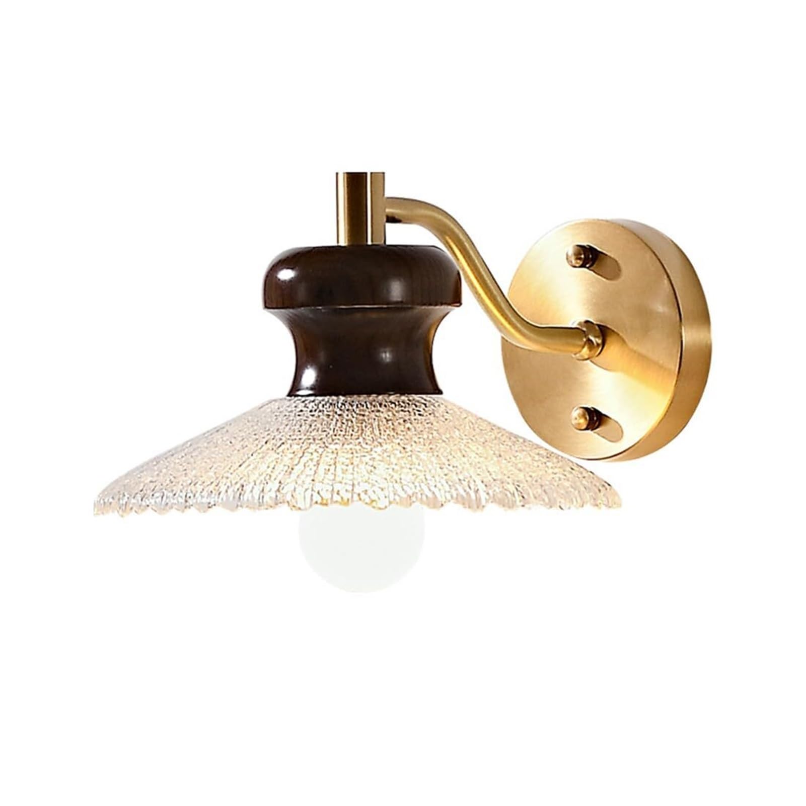 HUAYUSEDF Vintage Glass All Copper Wall Sconce E27 Retro Modern Lamp for Bedroom Bedside Loft Living Room Kitchen