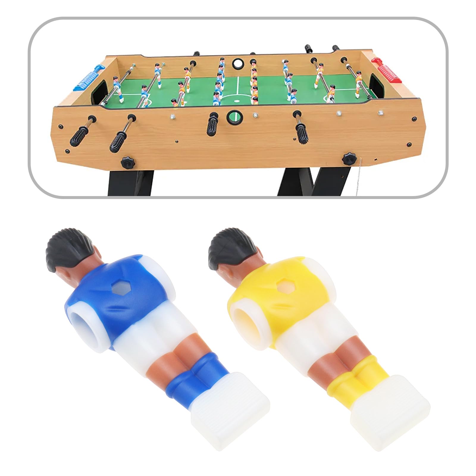 SG Store 22 Piezas Futbolín Futbolín Futbolín Trajes de Futbolín Juegos de Jugador Mini Figuras de Fútbol Plástico para Varillas de 15,9 Mm Máquina de Fútbol Amarillo Y Azul