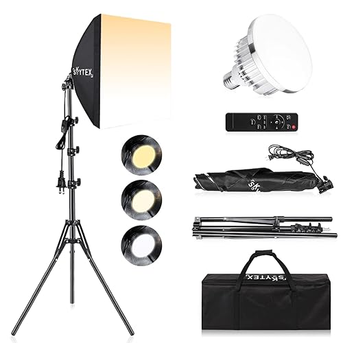 Softbox Lighting Kit, Skytex 16x16in Soft Box | 85W 2700-6400K E27 LED Bulb, Continuous Photography Lighting Kit Photo Studio Light Equipment for Camera Shooting, Video Recording - 1softbox