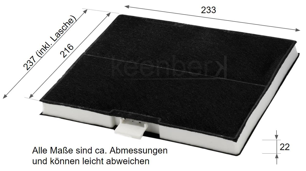 Vhbw Aktivkohlefilter Für Siemens Dunstabzugshauben - 2 Stück 23,3x21,5x2,2cm