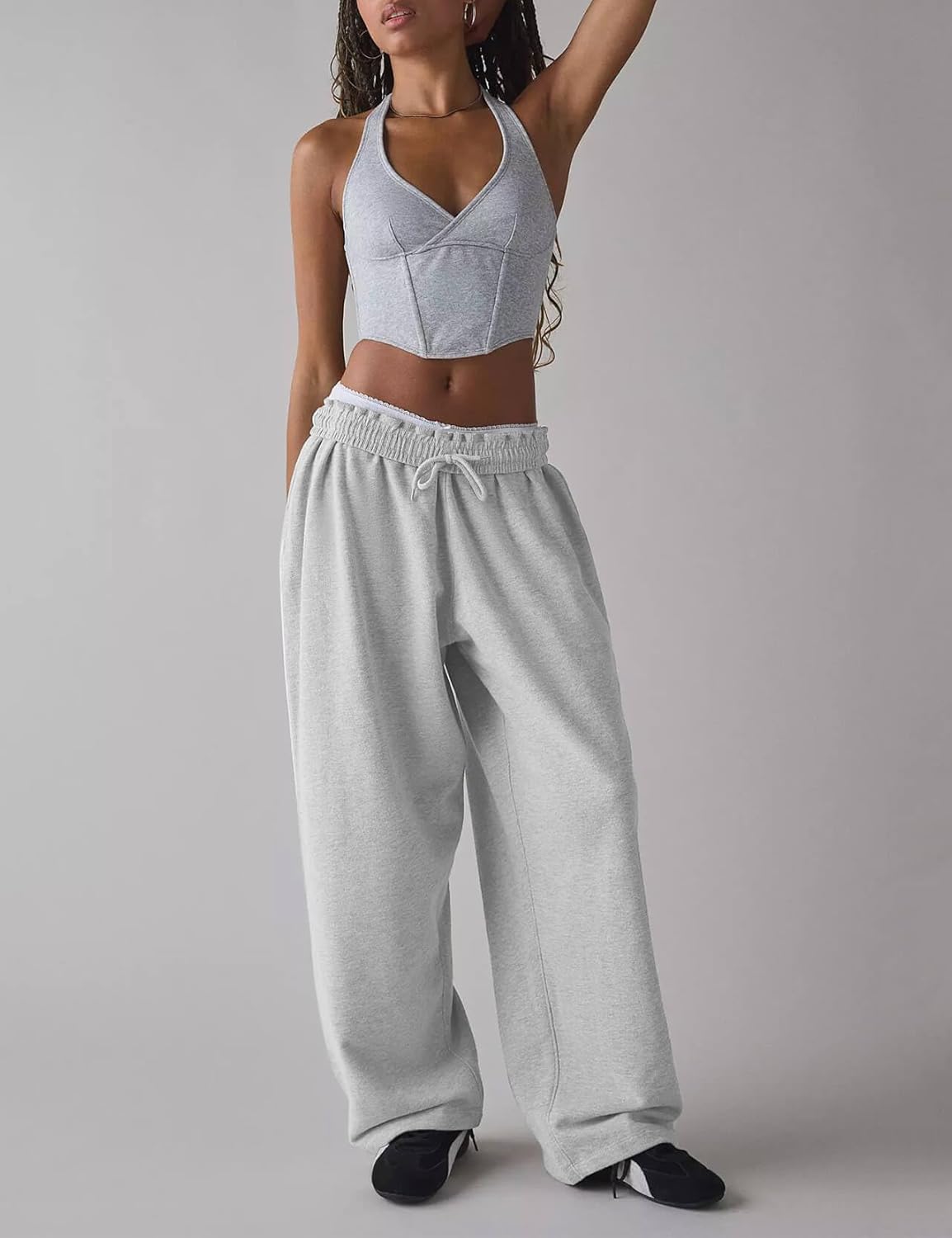 HeSaYep Women's Wide Leg Sweatpants Y2k Interior Drawstring Baggy Joggers Dancer Pants Streetwear with Pockets - Image 2