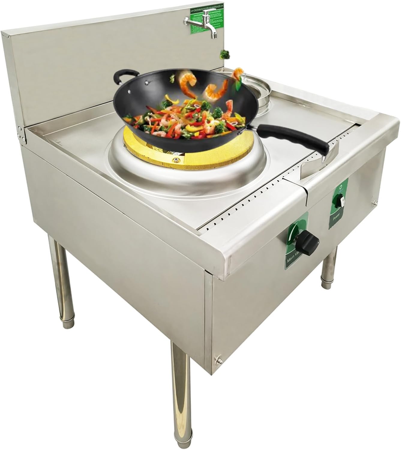 INTSUPERMAI Commercial Gas Wok Stove Commercial 15.4" Single Burner Gas Stove