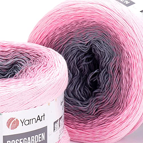 Image of Yarn Art Flowers Rosegarden 100% Cotton 250gr 8.80 oz 1094yds Multicolor Cotton Yarn Rainbow Crochet Yarn Spring Summer (313)