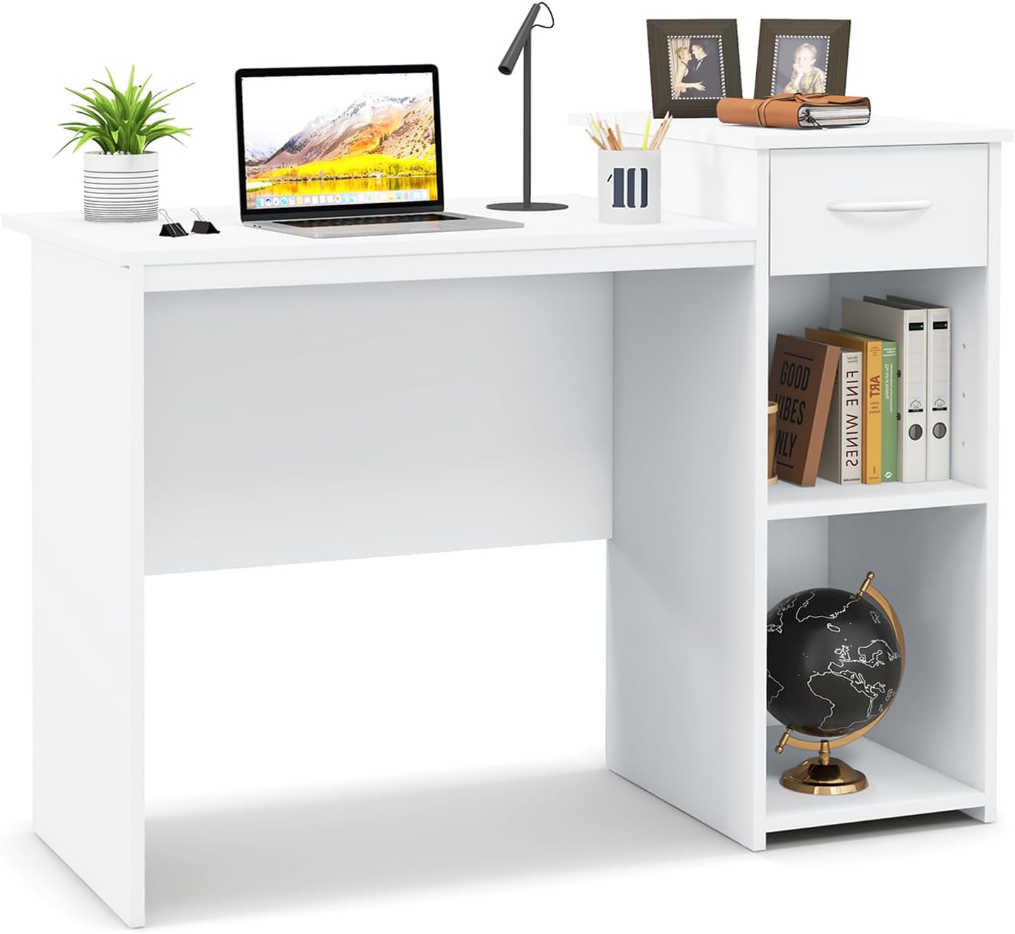 Giantex Computer Desk with Storage, Modern PC Laptop Table with Printer ...