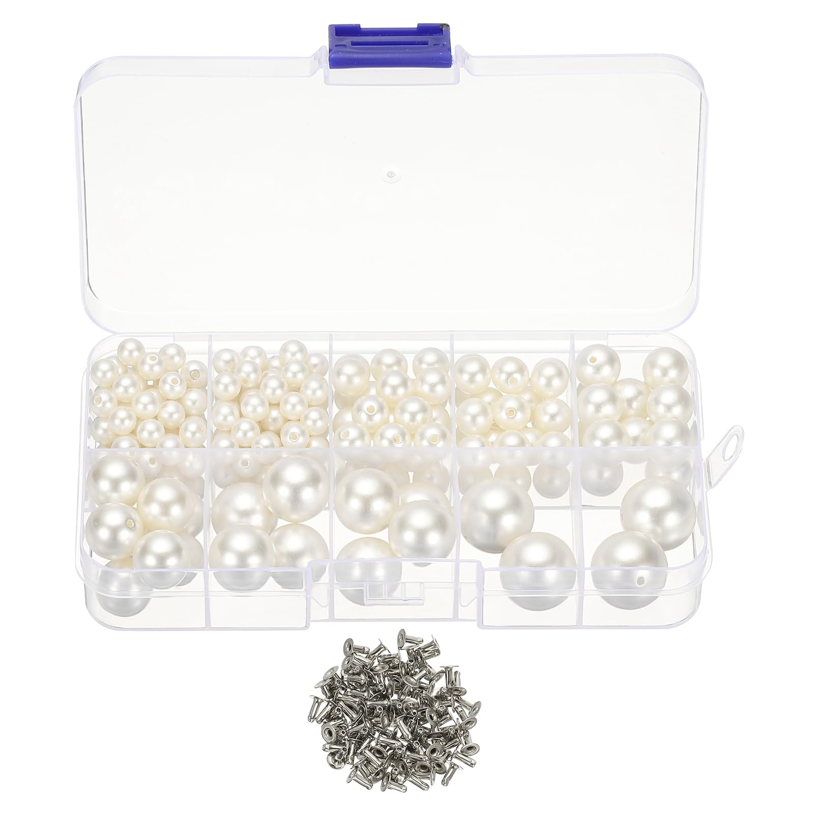 PATIKIL Pearl Studs for Clothing 172 Sets Pearl Spikes for Clothes Faux Pearls Spikes Leather Rivets Buttons Round Plastic ABS for Leather Jacket Crafting Fabric Shoes White