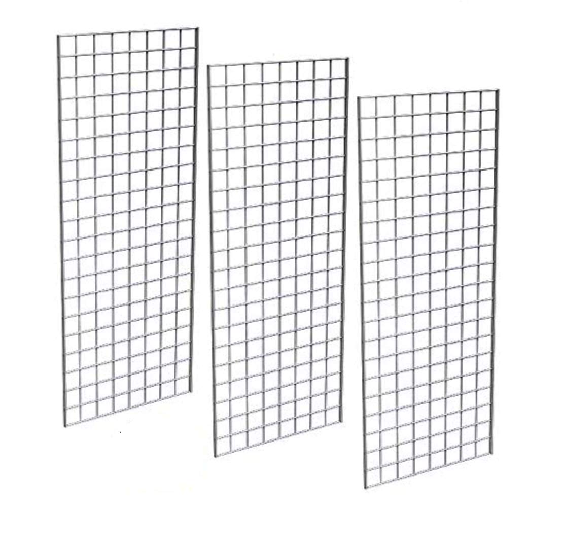 Only Garment Racks #1898W Grid Panels - Perfect Metal Grid for Any Retail Display, 2' Width x 5' Height, 3 Grids Per Carton (White) (Pack of 3)