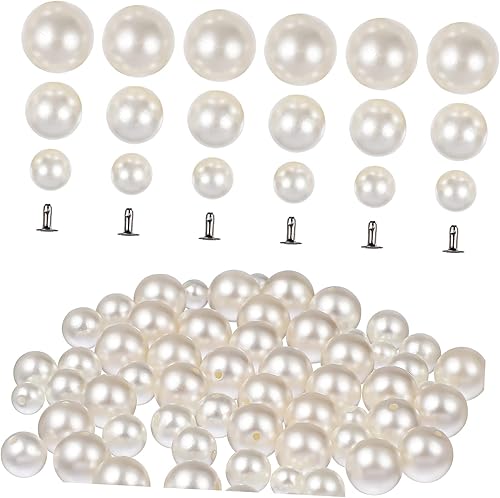 EXCEART Perlas de imitación, 150 pares de remaches de perlas, ropa de novia, remaches, abdominales, accesorios de bricolaje