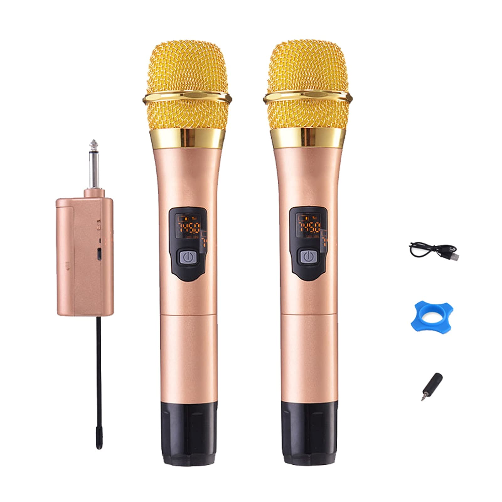 Micrófono inalámbrico para el Canto cardioide Profesional de Recogida de Alta fidelidad Micrófono de Mano Metal micrófono dinámico con el Receptor Recargable (Quantity : Pair)